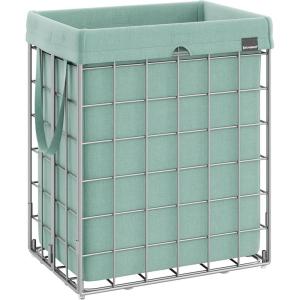 imageSONGMICS Laundry Hamper 238 Gal 90L Laundry Basket Collapsible Clothes Hamper Removable and Washable Liner Metal Wire Frame for Bedroom Bathroom Black and Gray ULCB190G01Silver  Mint Green