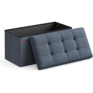 imageSONGMICS MAZIE Collection  43 Inches Folding Storage Ottoman Bench Ottoman Foot Rest End of Bed Bench Storage Chest Load 660 lb for Living Room Bedroom Entryway Dark Gray ULSF77KMisty Blue