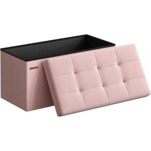 imageSONGMICS MAZIE Collection  43 Inches Folding Storage Ottoman Bench Ottoman Foot Rest End of Bed Bench Storage Chest Load 660 lb for Living Room Bedroom Entryway Dark Gray ULSF77KJelly Pink
