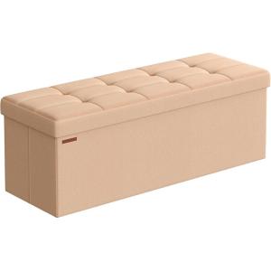 imageSONGMICS MAZIE Collection  43 Inches Folding Storage Ottoman Bench Ottoman Foot Rest End of Bed Bench Storage Chest Load 660 lb for Living Room Bedroom Entryway Dark Gray ULSF77KApricot Orange