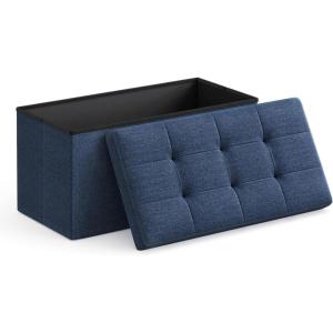 imageSONGMICS MAZIE Collection  43 Inches Folding Storage Ottoman Bench Ottoman Foot Rest End of Bed Bench Storage Chest Load 660 lb for Living Room Bedroom Entryway Dark Gray ULSF77KMidnight Blue