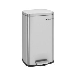 imageSONGMICS Trash Can with Lid 8 Gallon Garbage Can Stainless Steel Small Waste Bin with Step Pedal and Inner Bucket Soft Close Kitchen White ULTB102W01Silver
