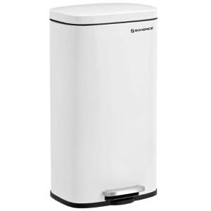imageSONGMICS Trash Can with Lid 8 Gallon Garbage Can Stainless Steel Small Waste Bin with Step Pedal and Inner Bucket Soft Close Kitchen White ULTB102W01White