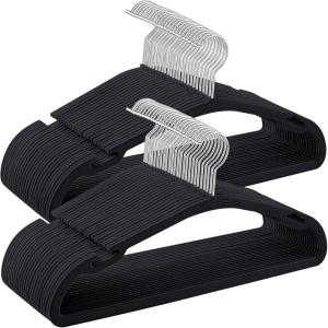 imageSONGMICS Velvet Hangers 50 Pack NonSlip Clothes Hangers 17 x 83 Inches Coat Hangers with Wide Shoulder Notches Pants Bar 360 Swivel Hook SpaceSaving for Closet Ink Black UCRF039B03Ink Black