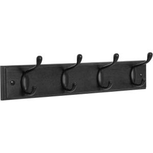 imageSONGMICS WallMounted Coat Rack Hook Rack 4 Dual Metal Hooks for Coats Bags Keys in the Entryway Bedroom Living Room White ULHR23WTBlack