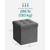 imageSONGMICS 118 Inches Small Folding Storage Ottoman Cube Storage Footrest Foot Rest Stool for Living Room Bedroom Dorm Dark Gray ULSF028G01Dark Gray