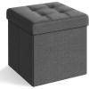 imageSONGMICS 118 Inches Small Folding Storage Ottoman Cube Storage Footrest Foot Rest Stool for Living Room Bedroom Dorm Dark Gray ULSF028G01Dark Gray