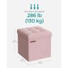 imageSONGMICS 118 Inches Small Folding Storage Ottoman Cube Storage Footrest Foot Rest Stool for Living Room Bedroom Dorm Dark Gray ULSF028G01Jelly Pink