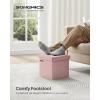 imageSONGMICS 118 Inches Small Folding Storage Ottoman Cube Storage Footrest Foot Rest Stool for Living Room Bedroom Dorm Dark Gray ULSF028G01Jelly Pink