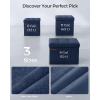 imageSONGMICS 118 Inches Small Folding Storage Ottoman Cube Storage Footrest Foot Rest Stool for Living Room Bedroom Dorm Dark Gray ULSF028G01Midnight Blue