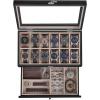 imageSONGMICS 12Slot Watch Box Watch Display Case with Large Glass Lid Removable Watch Pillows Velvet Lining Gift Idea Ebony Black UJOW120B01Ebony Black