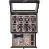 imageSONGMICS 12Slot Watch Box Watch Display Case with Large Glass Lid Removable Watch Pillows Velvet Lining Gift Idea Ebony Black UJOW120B01Ebony Black