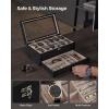 imageSONGMICS 12Slot Watch Box Watch Display Case with Large Glass Lid Removable Watch Pillows Velvet Lining Gift Idea Ebony Black UJOW120B01Ebony Black