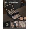 imageSONGMICS 12Slot Watch Box Watch Display Case with Large Glass Lid Removable Watch Pillows Velvet Lining Gift Idea Ebony Black UJOW120B01Ebony Black