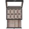 imageSONGMICS 12Slot Watch Box Watch Display Case with Large Glass Lid Removable Watch Pillows Velvet Lining Gift Idea Ebony Black UJOW120B01Ebony Black