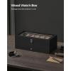 imageSONGMICS 12Slot Watch Box Watch Display Case with Large Glass Lid Removable Watch Pillows Velvet Lining Gift Idea Ebony Black UJOW120B01Ebony Black