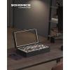 imageSONGMICS 12Slot Watch Box Watch Display Case with Large Glass Lid Removable Watch Pillows Velvet Lining Gift Idea Ebony Black UJOW120B01Ebony Black