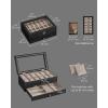 imageSONGMICS 12Slot Watch Box Watch Display Case with Large Glass Lid Removable Watch Pillows Velvet Lining Gift Idea Ebony Black UJOW120B01Ebony Black