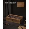 imageSONGMICS 12Slot Watch Box Watch Display Case with Large Glass Lid Removable Watch Pillows Velvet Lining Gift Idea Ebony Black UJOW120B01Rustic Walnut