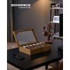 imageSONGMICS 12Slot Watch Box Watch Display Case with Large Glass Lid Removable Watch Pillows Velvet Lining Gift Idea Ebony Black UJOW120B01Rustic Walnut