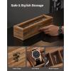 imageSONGMICS 12Slot Watch Box Watch Display Case with Large Glass Lid Removable Watch Pillows Velvet Lining Gift Idea Ebony Black UJOW120B01Rustic Walnut
