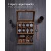 imageSONGMICS 12Slot Watch Box Watch Display Case with Large Glass Lid Removable Watch Pillows Velvet Lining Gift Idea Ebony Black UJOW120B01Rustic Walnut