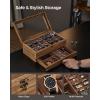 imageSONGMICS 12Slot Watch Box Watch Display Case with Large Glass Lid Removable Watch Pillows Velvet Lining Gift Idea Ebony Black UJOW120B01Rustic Walnut