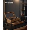 imageSONGMICS 12Slot Watch Box Watch Display Case with Large Glass Lid Removable Watch Pillows Velvet Lining Gift Idea Ebony Black UJOW120B01Rustic Walnut