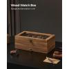 imageSONGMICS 12Slot Watch Box Watch Display Case with Large Glass Lid Removable Watch Pillows Velvet Lining Gift Idea Ebony Black UJOW120B01Rustic Walnut