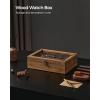 imageSONGMICS 12Slot Watch Box Watch Display Case with Large Glass Lid Removable Watch Pillows Velvet Lining Gift Idea Ebony Black UJOW120B01Rustic Walnut