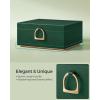 imageSONGMICS 2Layer Jewelry Box Jewelry Organizer with Handle Removable Jewelry Tray Jewelry Storage Floating Effect 81 x 94 x 43 Inches Gift Idea White UJBC165W01Forest Green