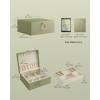 imageSONGMICS 2Layer Jewelry Box Jewelry Organizer with Handle Removable Jewelry Tray Jewelry Storage Floating Effect 81 x 94 x 43 Inches Gift Idea White UJBC165W01Sage Green