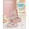 imageSONGMICS 2Layer Jewelry Box Jewelry Organizer with Handle Removable Jewelry Tray Jewelry Storage Floating Effect 81 x 94 x 43 Inches Gift Idea White UJBC165W01Jelly Pink