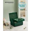 imageSONGMICS 2Layer Jewelry Box Jewelry Organizer with Handle Removable Jewelry Tray Jewelry Storage Floating Effect 81 x 94 x 43 Inches Gift Idea White UJBC165W01Forest Green