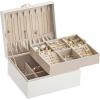 imageSONGMICS 2Layer Jewelry Box Jewelry Organizer with Handle Removable Jewelry Tray Jewelry Storage Floating Effect 81 x 94 x 43 Inches Gift Idea White UJBC165W01White