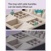 imageSONGMICS 2Layer Jewelry Box Jewelry Organizer with Handle Removable Jewelry Tray Jewelry Storage Floating Effect 81 x 94 x 43 Inches Gift Idea White UJBC165W01Black