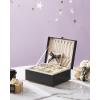 imageSONGMICS 2Layer Jewelry Box Jewelry Organizer with Handle Removable Jewelry Tray Jewelry Storage Floating Effect 81 x 94 x 43 Inches Gift Idea White UJBC165W01Black