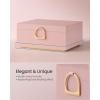 imageSONGMICS 2Layer Jewelry Box Jewelry Organizer with Handle Removable Jewelry Tray Jewelry Storage Floating Effect 81 x 94 x 43 Inches Gift Idea White UJBC165W01Jelly Pink
