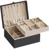 imageSONGMICS 2Layer Jewelry Box Jewelry Organizer with Handle Removable Jewelry Tray Jewelry Storage Floating Effect 81 x 94 x 43 Inches Gift Idea White UJBC165W01Black