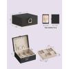 imageSONGMICS 2Layer Jewelry Box Jewelry Organizer with Handle Removable Jewelry Tray Jewelry Storage Floating Effect 81 x 94 x 43 Inches Gift Idea White UJBC165W01Black