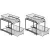 imageSONGMICS 2Tier Pull Out Cabinet Organizers Under Sink Organizer Bathroom Organizer and Storage Sliding Basket Drawers Stackable for Kitchen Bathroom Ink Black UKCS017B01Ink Black