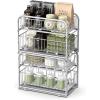 imageSONGMICS 2Tier Pull Out Cabinet Organizers Under Sink Organizer Bathroom Organizer and Storage Sliding Basket Drawers Stackable for Kitchen Bathroom Ink Black UKCS017B01Metallic Silver