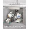 imageSONGMICS 2Tier Pull Out Cabinet Organizers Under Sink Organizer Bathroom Organizer and Storage Sliding Basket Drawers Stackable for Kitchen Bathroom Ink Black UKCS017B01Ink Black