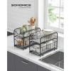 imageSONGMICS 2Tier Pull Out Cabinet Organizers Under Sink Organizer Bathroom Organizer and Storage Sliding Basket Drawers Stackable for Kitchen Bathroom Ink Black UKCS017B01Ink Black
