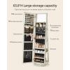 imageSONGMICS 360 Swivel Jewelry Cabinet Lockable Jewelry Organizer with FullLength Mirror Rear Storage Shelves Interior Mirror Jewelry Armoire Gift Idea Rustic Brown UJJC006X01White with Gray Wood Grain
