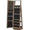 imageSONGMICS 360 Swivel Jewelry Cabinet Lockable Jewelry Organizer with FullLength Mirror Rear Storage Shelves Interior Mirror Jewelry Armoire Gift Idea Rustic Brown UJJC006X01Rustic Brown