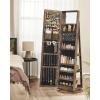 imageSONGMICS 360 Swivel Jewelry Cabinet Lockable Jewelry Organizer with FullLength Mirror Rear Storage Shelves Interior Mirror Jewelry Armoire Gift Idea Rustic Brown UJJC006X01Rustic Brown