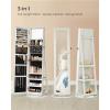 imageSONGMICS 360 Swivel Jewelry Cabinet Lockable Jewelry Organizer with FullLength Mirror Rear Storage Shelves Interior Mirror Jewelry Armoire Gift Idea Rustic Brown UJJC006X01White with Gray Wood Grain