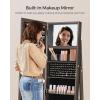 imageSONGMICS 360 Swivel Jewelry Cabinet Lockable Jewelry Organizer with FullLength Mirror Rear Storage Shelves Interior Mirror Jewelry Armoire Gift Idea Rustic Brown UJJC006X01Ash Brown