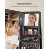 imageSONGMICS 360 Swivel Jewelry Cabinet Lockable Jewelry Organizer with FullLength Mirror Rear Storage Shelves Interior Mirror Jewelry Armoire Gift Idea Rustic Brown UJJC006X01Black